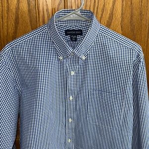 Men’s Lands’ End Tailored Fit Blue Plaid Casual Button Down Shirt